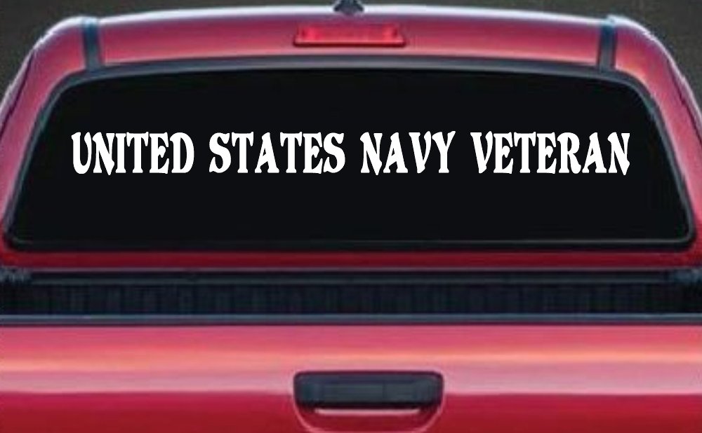 United States Navy Veteran Military Car or Truck Window Decal Sticker (White)