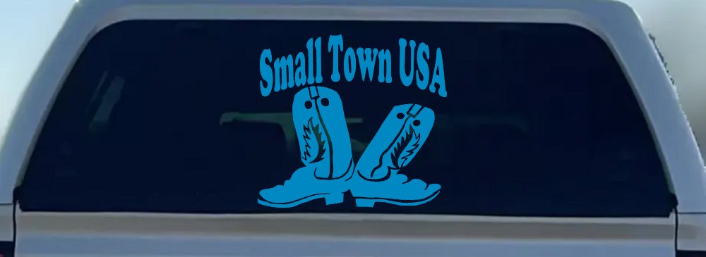 Small Town USA Boots Country Car or Truck Window Decal Sticker