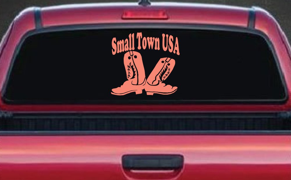 Small Town USA Boots Country Car or Truck Window Decal Sticker
