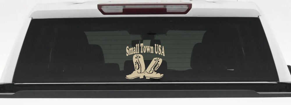 Small Town USA Boots Country Car or Truck Window Decal Sticker