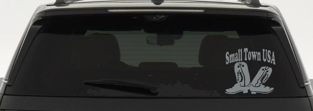 Small Town USA Boots Country Car or Truck Window Decal Sticker (Telegrey)