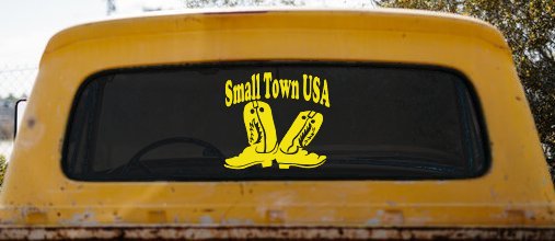 Small Town USA Boots Country Car or Truck Window Decal Sticker