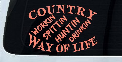 Country Way Of Life Car or Truck Window Decal Sticker (Coral)