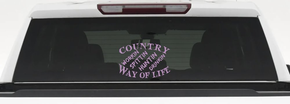 Country Way Of Life Car or Truck Window Decal Sticker (Lilac)