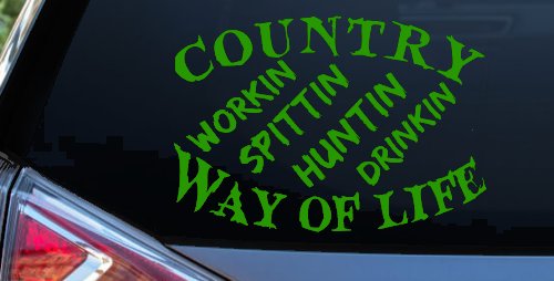 Country Way Of Life Car or Truck Window Decal Sticker (Lime)