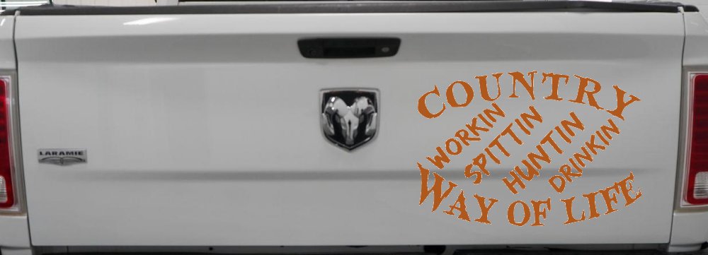 Country Way Of Life Car or Truck Window Decal Sticker (Nut Brown)