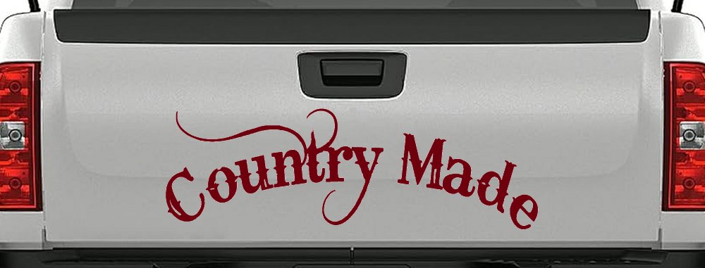 Country Made Car or Truck Window Vinyl Decal Sticker (Burgundy)