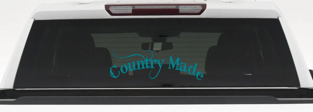 Country Made Car or Truck Window Vinyl Decal Sticker (Turquoise Blue)