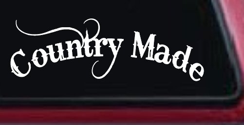 Country Made Car or Truck Window Vinyl Decal Sticker (White)