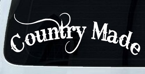 Country Made Car or Truck Window Vinyl Decal Sticker (White)