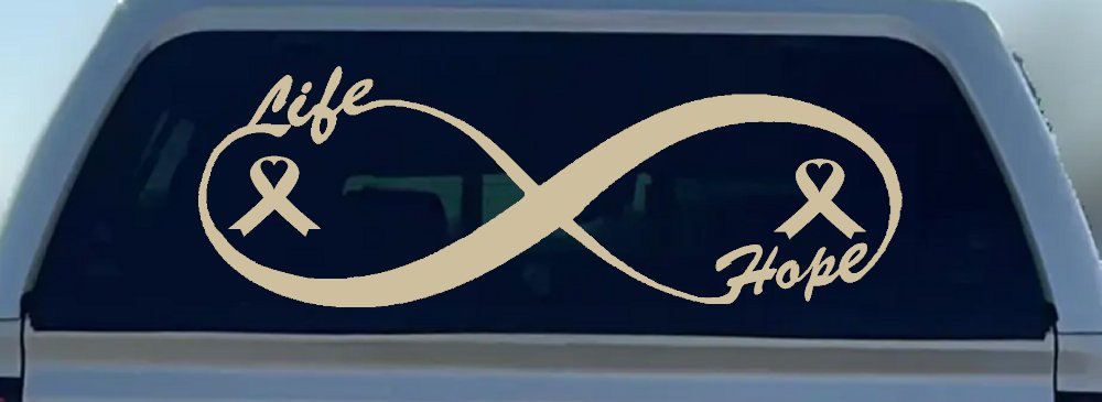 Infinity Life and Hope Breast Cancer Awareness Car or Truck Window Decal Sticker (Desert Sand)