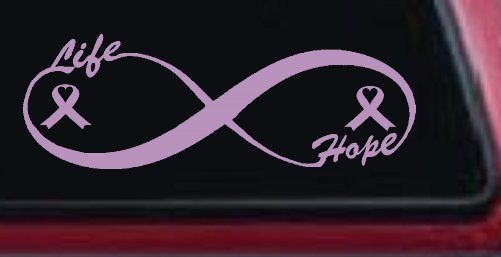 Infinity Life and Hope Breast Cancer Awareness Car or Truck Window Decal Sticker (Lilac)