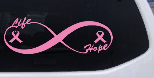 Infinity Life and Hope Breast Cancer Awareness Car or Truck Window Decal Sticker (Pink)