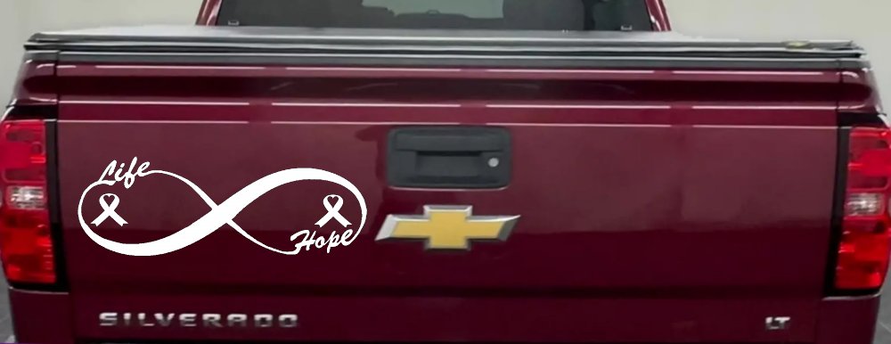 Infinity Life and Hope Breast Cancer Awareness Car or Truck Window Decal Sticker