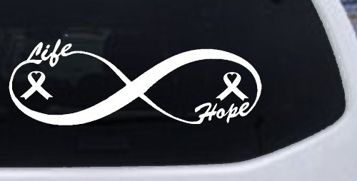 Infinity Life and Hope Breast Cancer Awareness Car or Truck Window Decal Sticker (White)