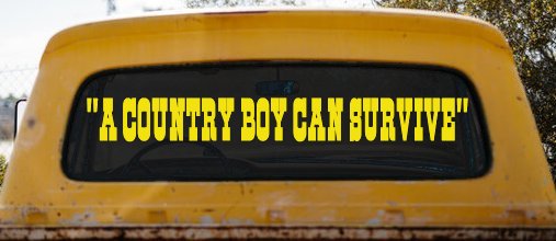 A Country Boy Can Survive Car or Truck Window Vinyl Decal Sticker (Yellow)