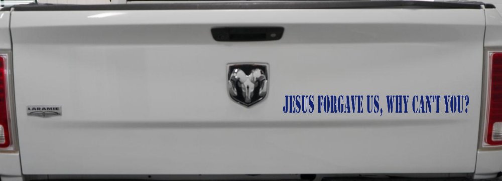Jesus Forgave Us Why Can't You Christian Car or Truck Window Decal Sticker (Navy)