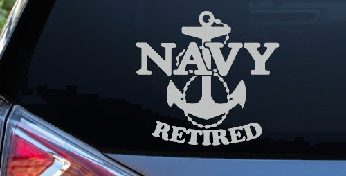 Navy Retired With Anchor Military Car or Truck Window Decal Sticker