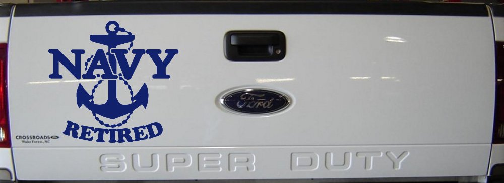 Navy Retired With Anchor Military Car or Truck Window Decal Sticker (Navy)