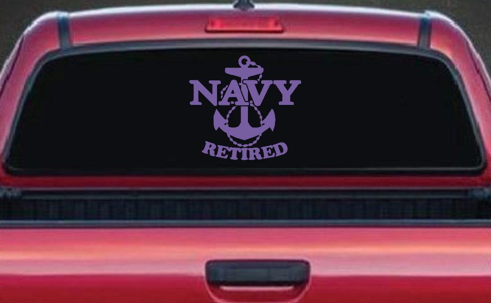 Navy Retired With Anchor Military Car or Truck Window Decal Sticker