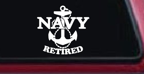 Navy Retired With Anchor Military Car or Truck Window Decal Sticker