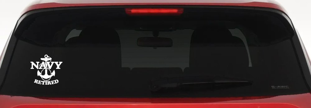 Navy Retired With Anchor Military Car or Truck Window Vinyl Decal Sticker (White)