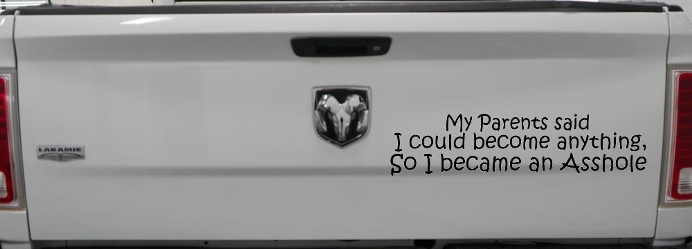 Parents Said I Could Become Anything So I Became an Asshole Funny Car or Truck Window Decal Sticker