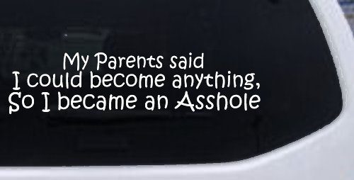Parents Said I Could Become Anything So I Became an Asshole Funny Car or Truck Window Decal Sticker