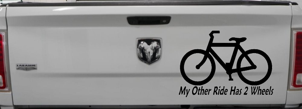 My Other Ride Has Two Wheels Bicycle Funny Car or Truck Window Decal Sticker (Matte Black)