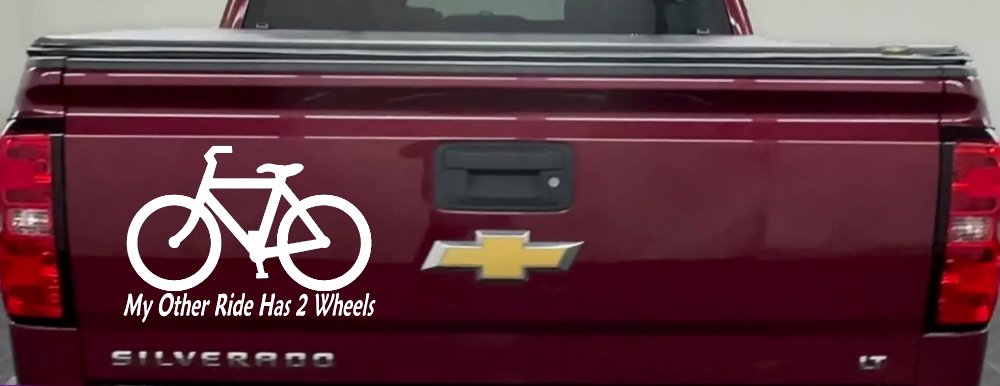My Other Ride Has Two Wheels Bicycle Funny Car or Truck Window Decal Sticker (White)