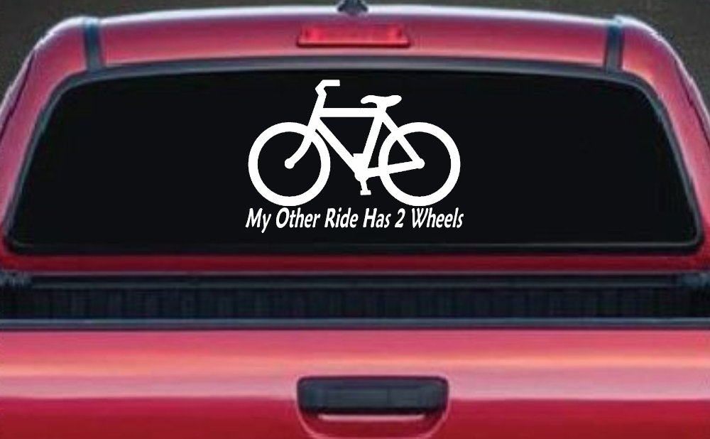 My Other Ride Has Two Wheels Bicycle Funny Car or Truck Window Decal Sticker (White)