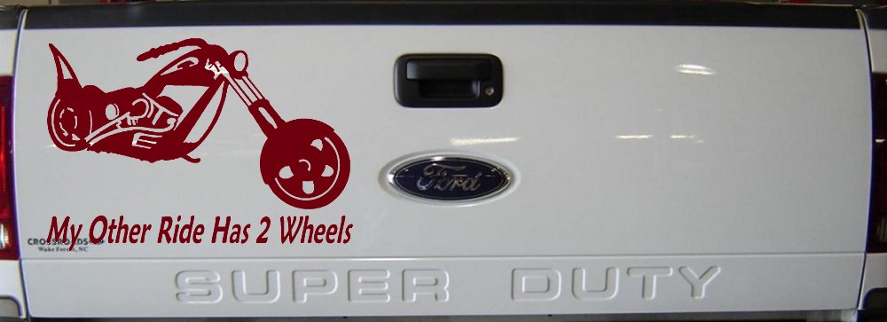 My Other Ride Has Two Wheels Chopper Biker Car or Truck Window Decal Sticker