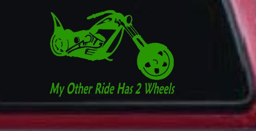 My Other Ride Has Two Wheels Chopper Biker Car or Truck Window Decal Sticker