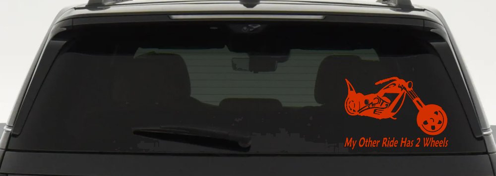My Other Ride Has Two Wheels Chopper Biker Car or Truck Window Decal Sticker