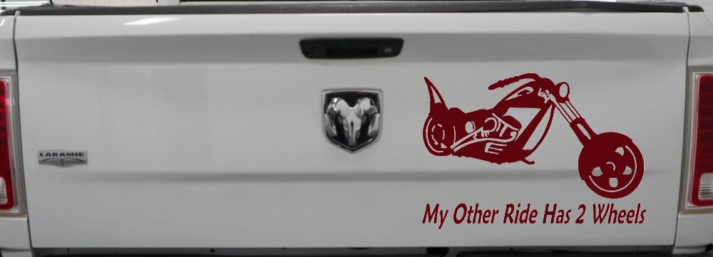 My Other Ride Has Two Wheels Chopper Biker Car or Truck Window Decal Sticker (Purple Red)