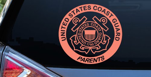 United States Coast Guard Parents Military Car or Truck Window Vinyl Decal Sticker (Coral)