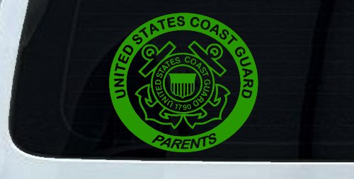 United States Coast Guard Parents Military Car or Truck Window Decal Sticker (Lime)