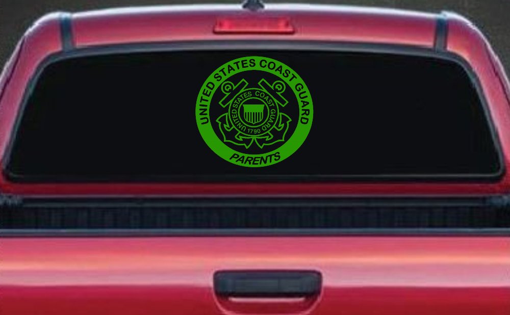 United States Coast Guard Parents Military Car or Truck Window Decal Sticker (Lime)