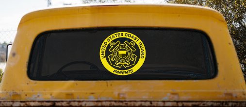 United States Coast Guard Parents Military Car or Truck Window Vinyl Decal Sticker (Yellow)