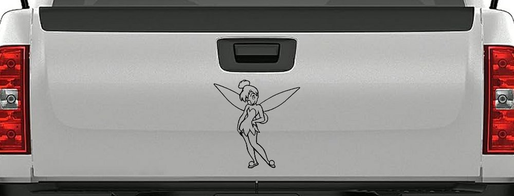 Tinkerbell Tinker Bell Standing Fairy Tale Car or Truck Window Decal Sticker (Black)