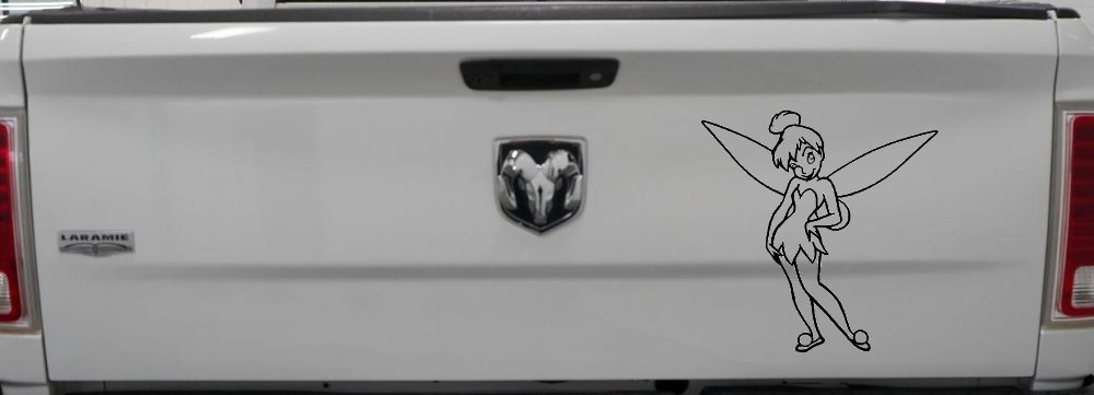 Tinkerbell Tinker Bell Standing Fairy Tale Car or Truck Window Vinyl Decal Sticker (Black)