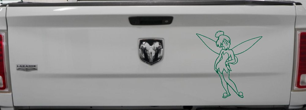 Tinkerbell Tinker Bell Standing Fairy Tale Car or Truck Window Decal Sticker (Dark Green)