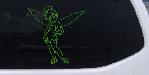Tinkerbell Tinker Bell Standing Fairy Tale Car or Truck Window Decal Sticker (Lime)