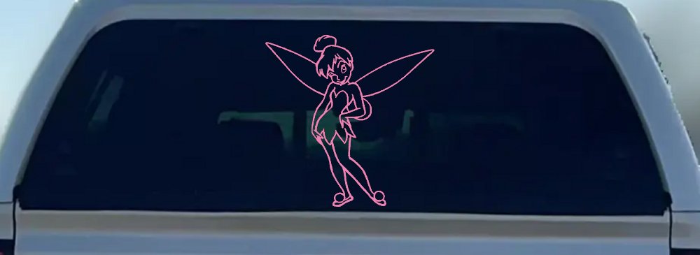 Tinkerbell Tinker Bell Standing Fairy Tale Car or Truck Window Decal Sticker (Pink)