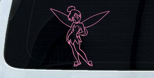 Tinkerbell Tinker Bell Standing Fairy Tale Car or Truck Window Decal Sticker (Pink)
