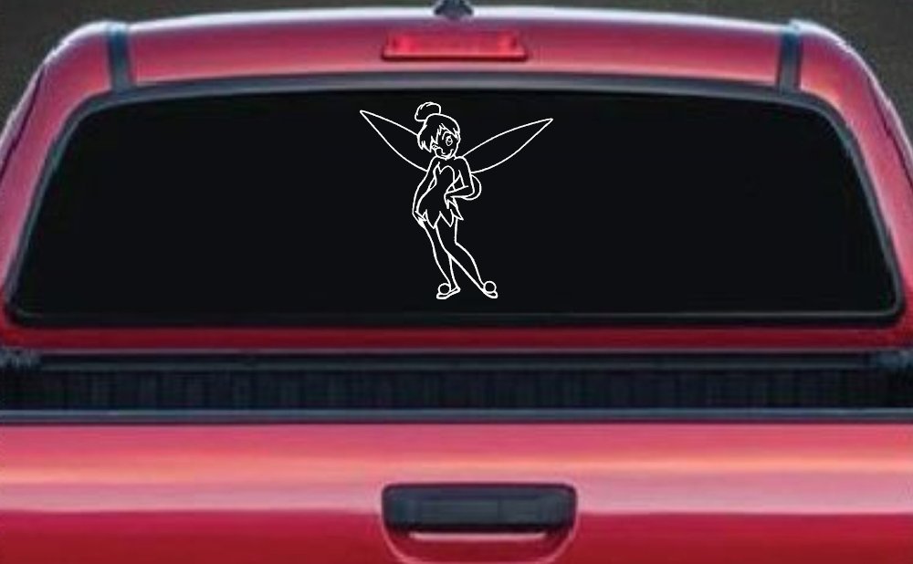 Tinkerbell Tinker Bell Standing Fairy Tale Car or Truck Window Decal Sticker (White)
