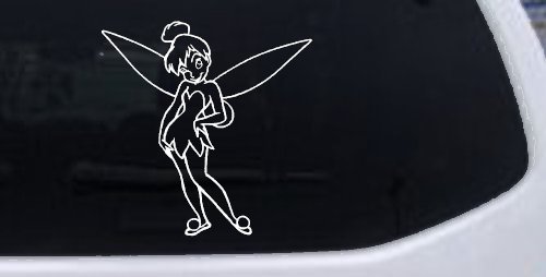 Tinkerbell Tinker Bell Standing Fairy Tale Car or Truck Window Decal Sticker (White)