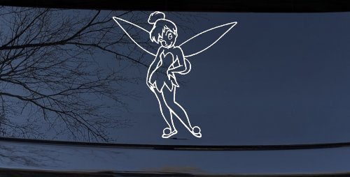 Tinkerbell Tinker Bell Standing Fairy Tale Car or Truck Window Decal Sticker (White)