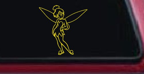 Tinkerbell Tinker Bell Standing Fairy Tale Car or Truck Window Decal Sticker (Yellow)