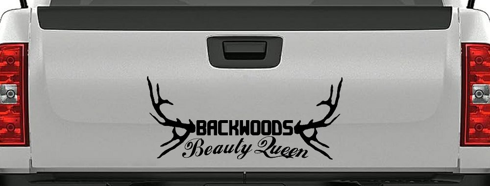 Backwoods Beauty Queen Country Car or Truck Window Decal Sticker (Black)